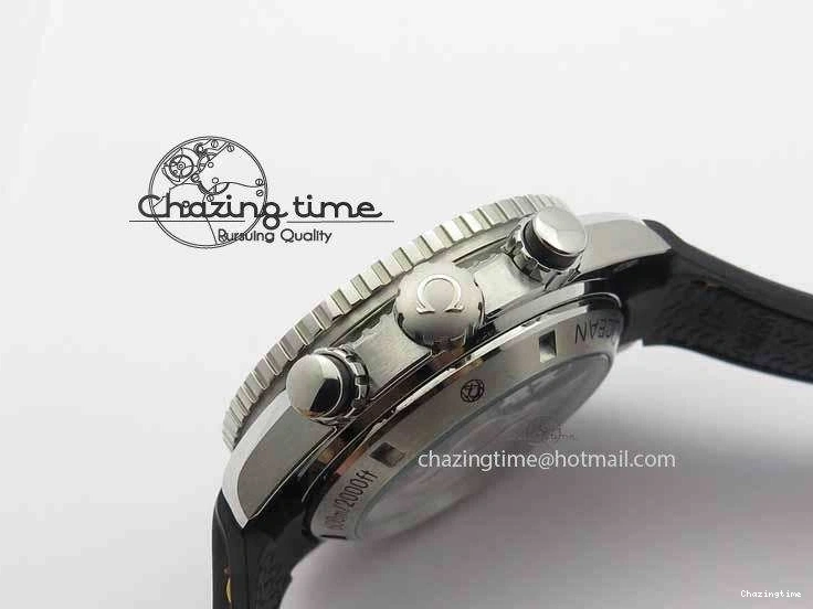 0131 Planet Ocean Master Chrono 45mm SS OM 1:1 Best Edition Black Dial Orange 12 On Rubber Strap A Durable 8169